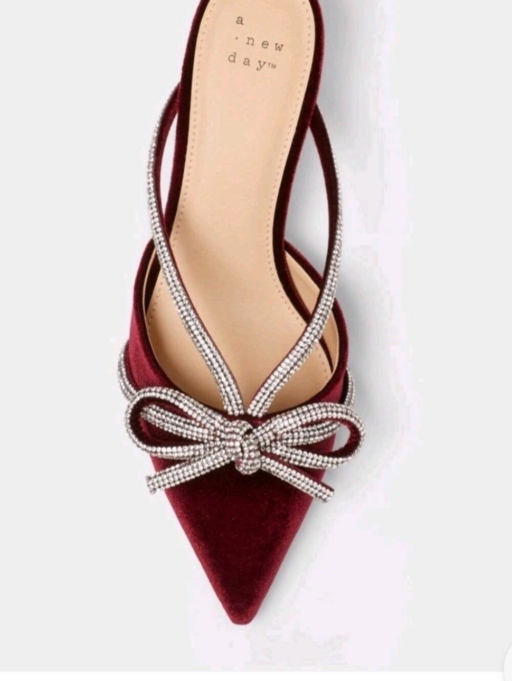 A New Day Gwen Women’s Rhinestone Bow Heels in Burgundy